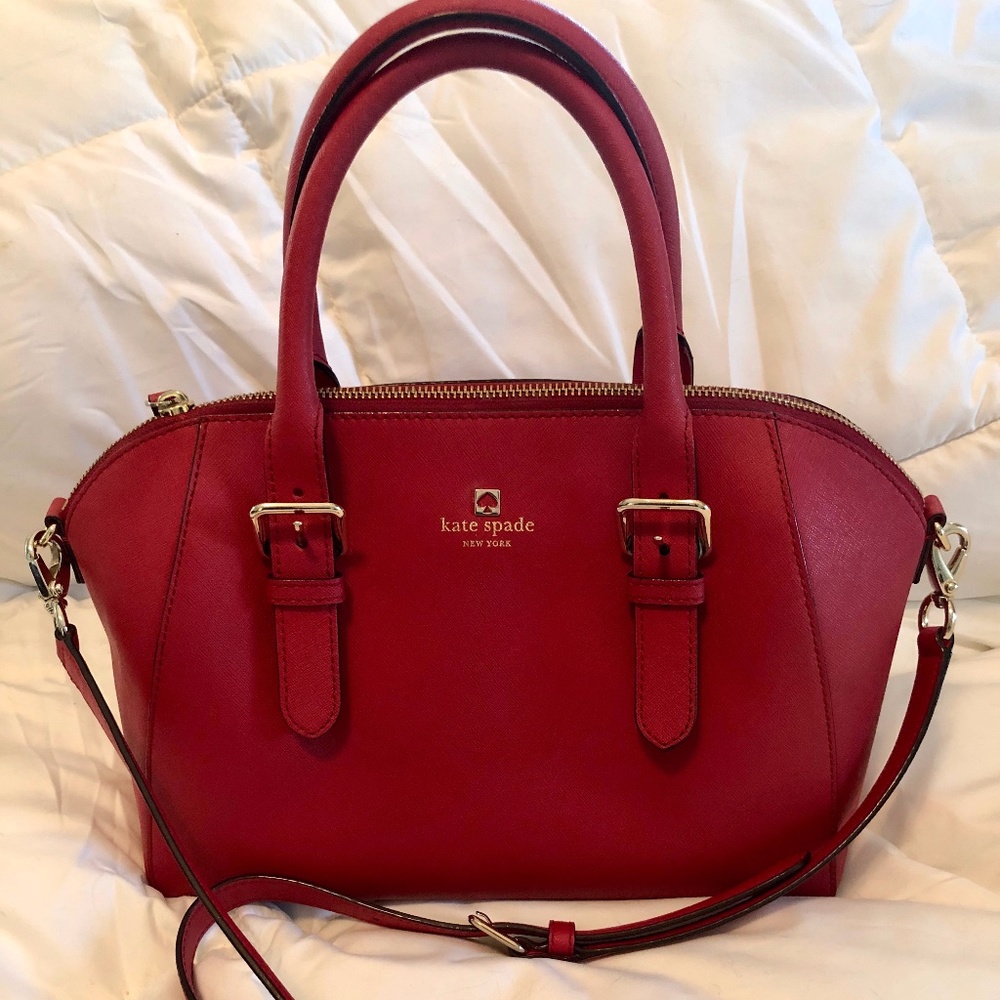 Kate Spade red leather shoulder bag